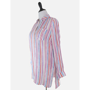 Nanette Lepore Size L Woven Stripe Popover Shirt Multicolor